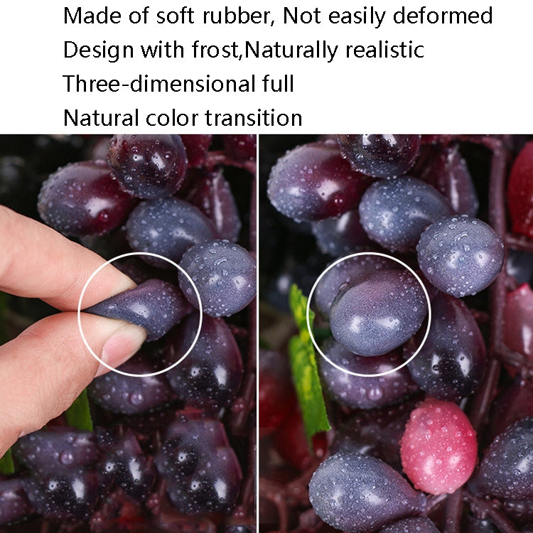 Simulación de fruta, simulación de uvas, PVC con accesorios para brotes de uva color crema, 4 Bunches 36 Black Grapes, 4 Bunches 36 Green Grapes, 4 Bunches 36 Red Grapes, 4 Bunches 36 Grain Agate Grapes, 4 Bunches 36 Purple Grapes                      ...
