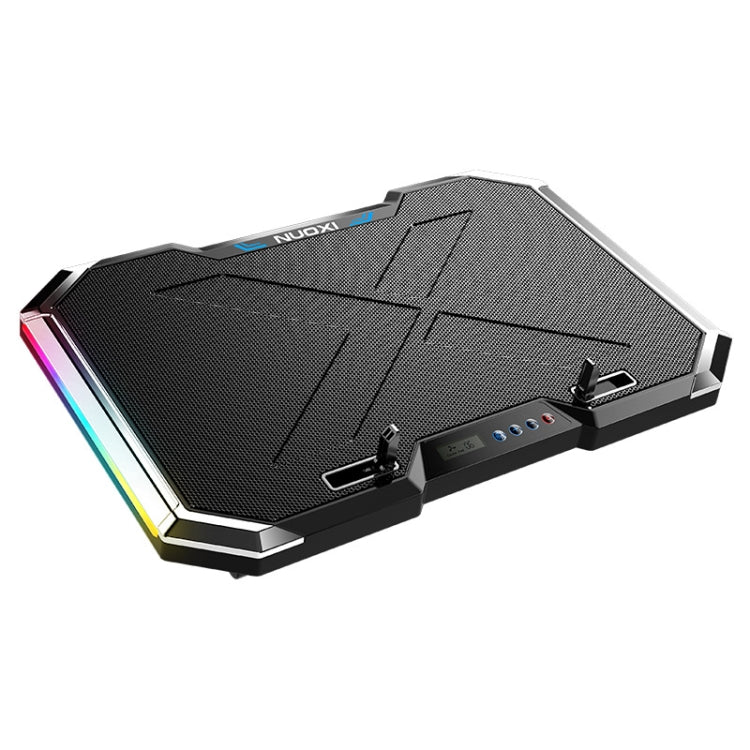 NUOXI Q8 Notebook Radiador Pantalla LCD Botón Controlable RBG Luminiscencia Base de Enfriamiento de Computadora