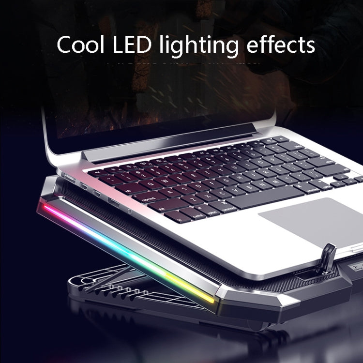 NUOXI Q8 Notebook Radiador Pantalla LCD Botón Controlable RBG Luminiscencia Base de Enfriamiento de Computadora