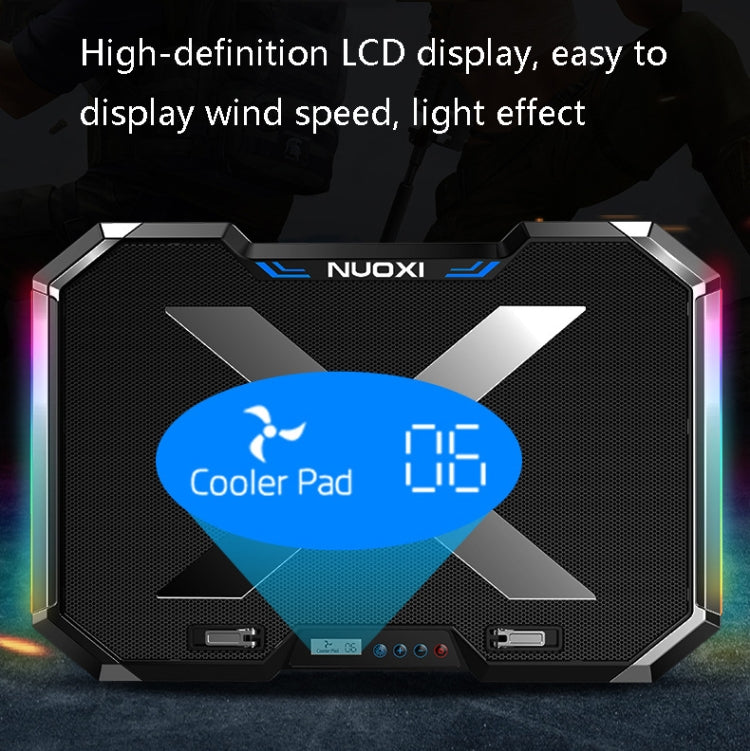 NUOXI Q8 Notebook Radiador Pantalla LCD Botón Controlable RBG Luminiscencia Base de Enfriamiento de Computadora