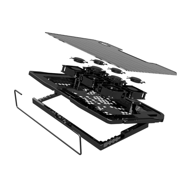 Almohadilla del soporte del ventilador de la Base del ordenador del radiador del cuaderno NUOXI H9, 6 Fans Black
