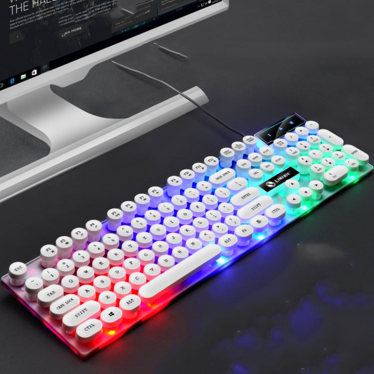 LIMEIDE GTX300 104 Teclas Tapa de tecla redonda retro Teclado de ratón con cable USB, longitud del cable: 1,4 m, Punk Single Keyboard White, Punk Single Keyboard  Black, Punk Set White, Punk Set Black