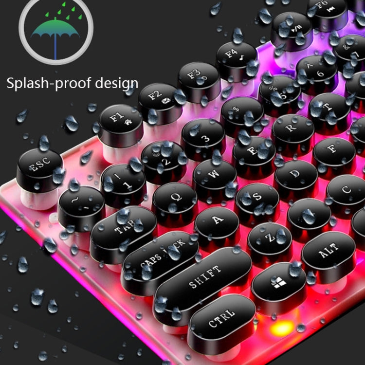 LIMEIDE GTX300 104 Teclas Tapa de tecla redonda retro Teclado de ratón con cable USB, longitud del cable: 1,4 m, Punk Single Keyboard White, Punk Single Keyboard  Black, Punk Set White, Punk Set Black