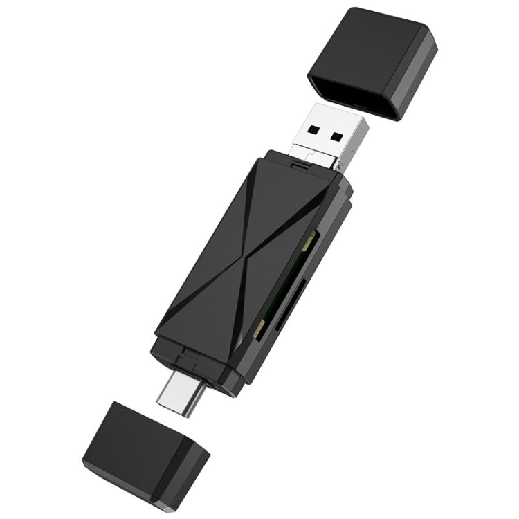 YH-109 SD/TF/Tipo-C/Micro USB/USB Computadora PC Teléfono móvil Lector de tarjetas OTG