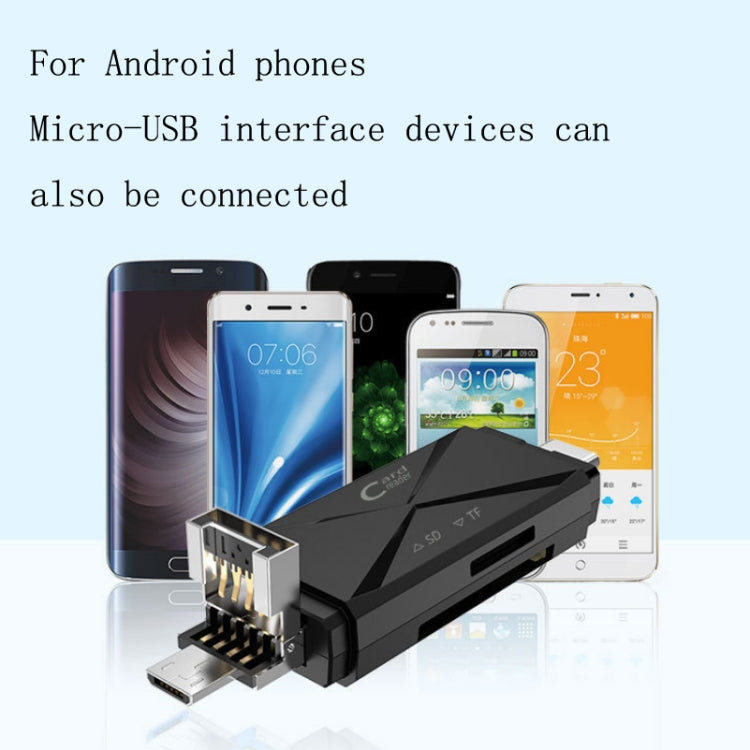 YH-109 SD/TF/Tipo-C/Micro USB/USB Computadora PC Teléfono móvil Lector de tarjetas OTG