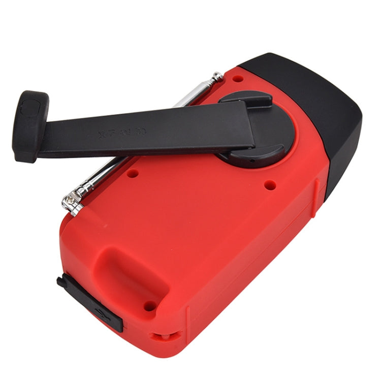 HRD-902 Manivela de mano multifuncional Energía solar Linterna LED Alarma de emergencia Radio FM