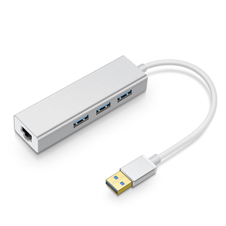 YH-U1009 3 x USB 3.0 + RJ45 a HUB externo sin unidad USB 3.0 para computadoras portátiles, entrega de color aleatorio