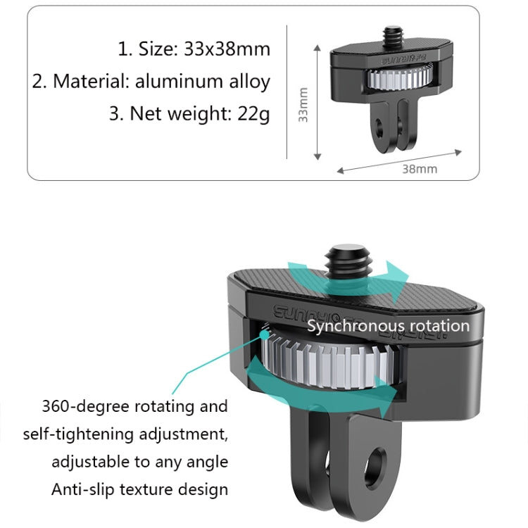 Adaptador ajustable de metal Sunnylife de 1/4 de pulgada para DJI Pocket 2 / FIMI PALM 2 / Insta360 One X-2