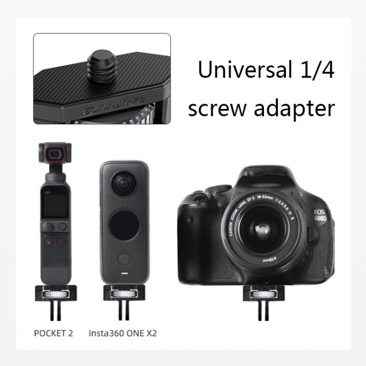 Adaptador ajustable de metal Sunnylife de 1/4 de pulgada para DJI Pocket 2 / FIMI PALM 2 / Insta360 One X-2