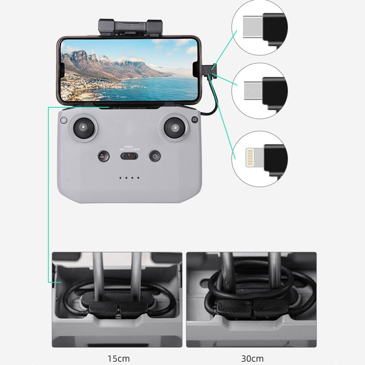 Sunnylife TY-X9304 adecuado para DJI Mavic Air 2S / DJI FPV gafas de vuelo V2 / Mavic Mini2 / Osmo Pocket 2 Cable para tableta y teléfono móvil, 15cm Type-C to 8 Pin Cable, 15cm Type-C to Micro USB  Cable, 15cm Type-C to Type-C Cable                   ...