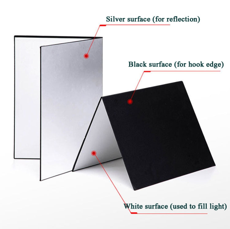 Tablero reflectante 3 en 1 Blanco + Negro + Plata A3 Tablero de difusor de luz plegable de cartón, 3-in-1 A3 Cardboard Silver, 3-in-1 A3 Cardboard Gold
