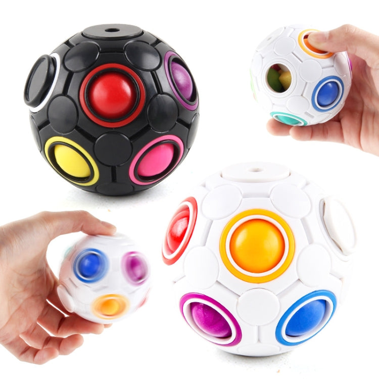 2 PCS Gyro Rainbow Ball Fingertip Descompresión 10 hoyos Rubik Cube Toys, 2 PCS(White), 2 PCS(Black )