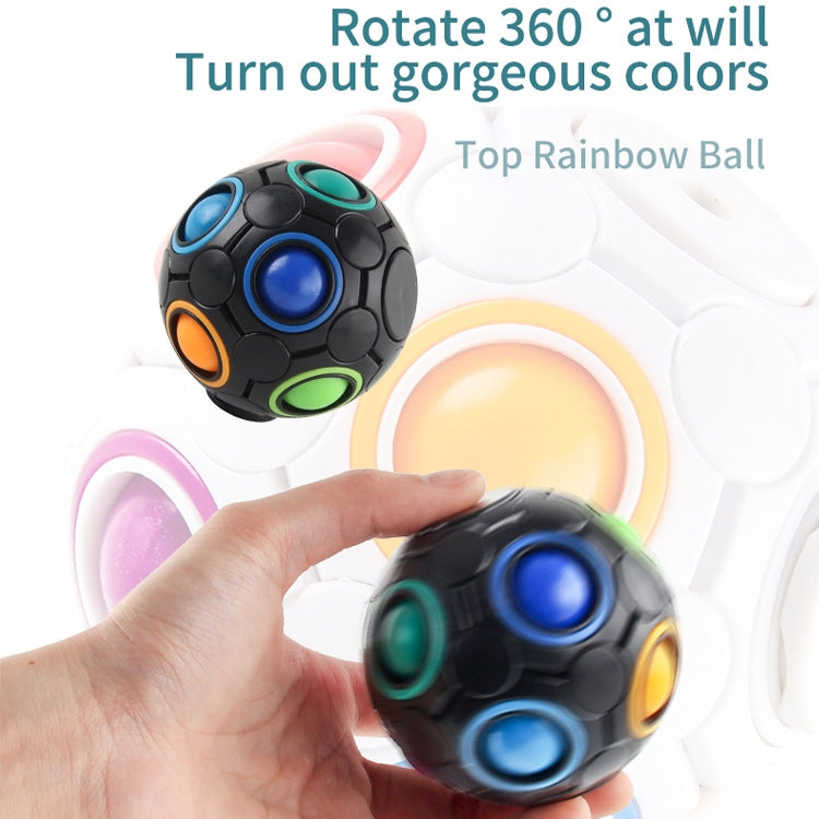 2 PCS Gyro Rainbow Ball Fingertip Descompresión 10 hoyos Rubik Cube Toys, 2 PCS(White), 2 PCS(Black )
