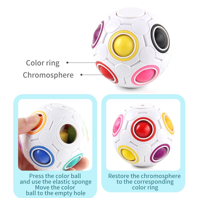 2 PCS Gyro Rainbow Ball Fingertip Descompresión 10 hoyos Rubik Cube Toys, 2 PCS(White), 2 PCS(Black )