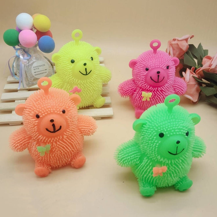6 PCS Cartoon Light Vent Ball Sentado Bear Hair Flash Ball Flash Stress Ball Juguetes Oso, Color Entrega aleatoria, Cartoon Light Vent Ball