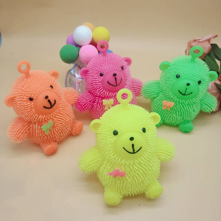 6 PCS Cartoon Light Vent Ball Sentado Bear Hair Flash Ball Flash Stress Ball Juguetes Oso, Color Entrega aleatoria, Cartoon Light Vent Ball