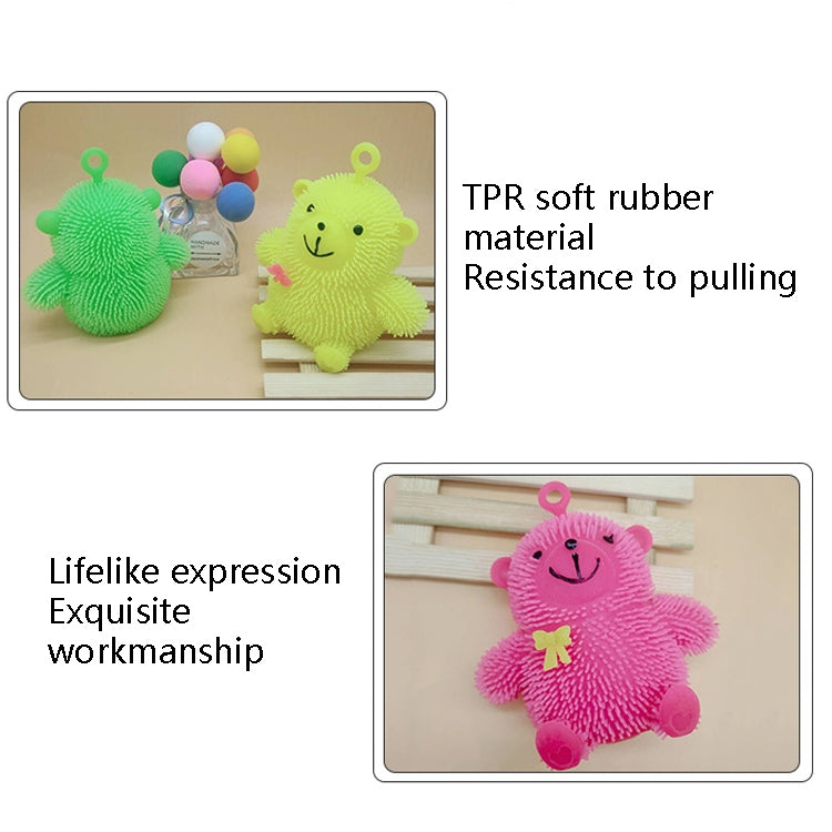 6 PCS Cartoon Light Vent Ball Sentado Bear Hair Flash Ball Flash Stress Ball Juguetes Oso, Color Entrega aleatoria, Cartoon Light Vent Ball