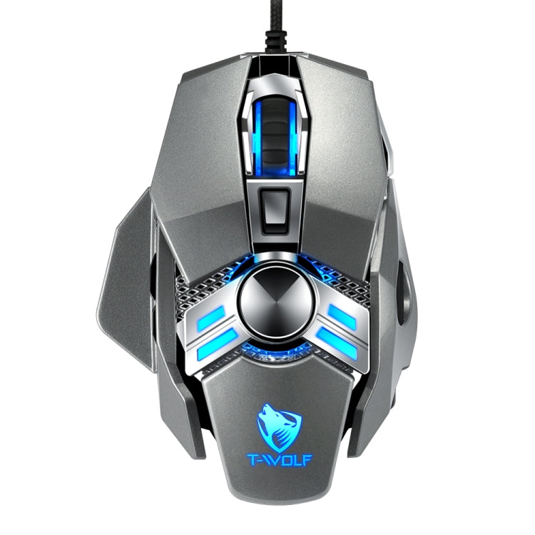 T-WOLF V10 Interfaz USB 7 botones 6400 DPI Ratón con cable para juegos Programación de macros personalizada Ratón para juegos con luz de respiración de 4 colores, longitud del cable: 1,5 m