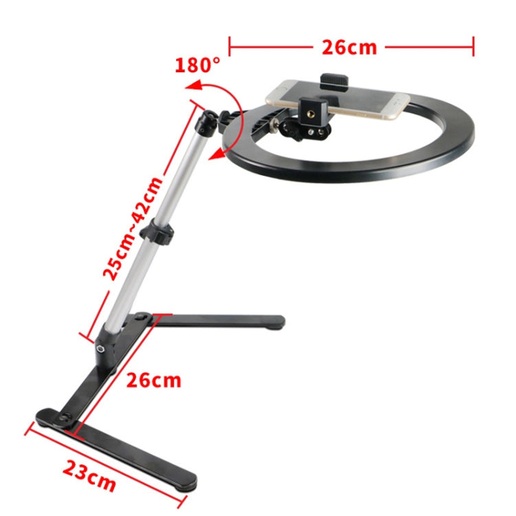 Luz de relleno LED con soporte en vivo para teléfono con soporte de fotografía multifunción de escritorio FP-10, especificación:, Desktop Bracket + Phone Clip, Desktop Bracket + Clip + Ring Lamp