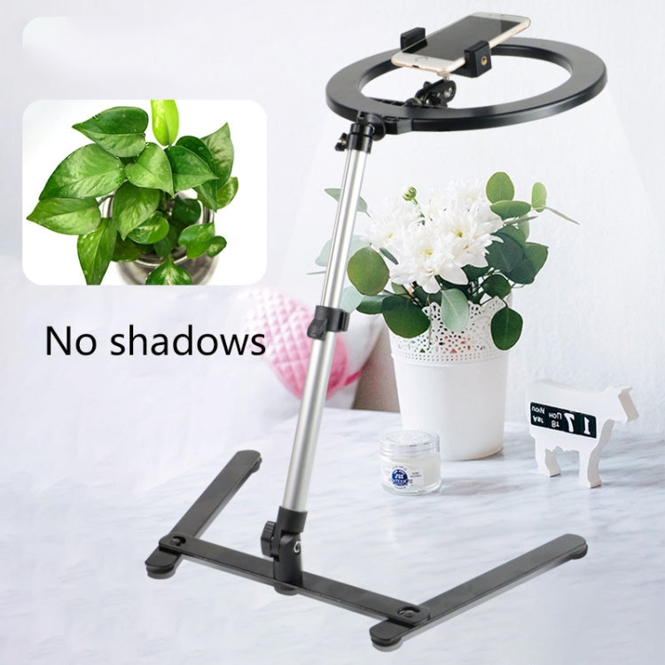 Luz de relleno LED con soporte en vivo para teléfono con soporte de fotografía multifunción de escritorio FP-10, especificación:, Desktop Bracket + Phone Clip, Desktop Bracket + Clip + Ring Lamp