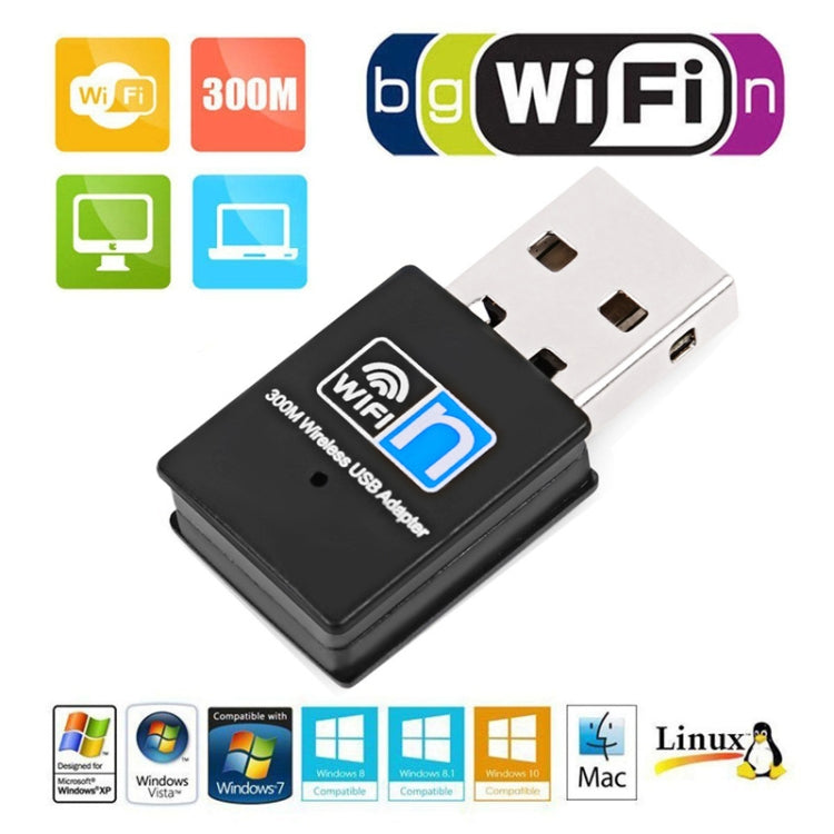 Tarjeta de red inalámbrica mini USB RTL8192EU de 300 Mbps