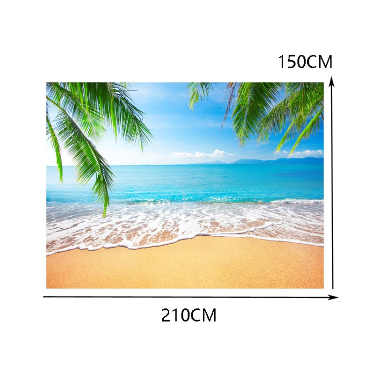 Tela para fotografía con vistas al mar y cocoteros de 2,1 m x 1,5 m