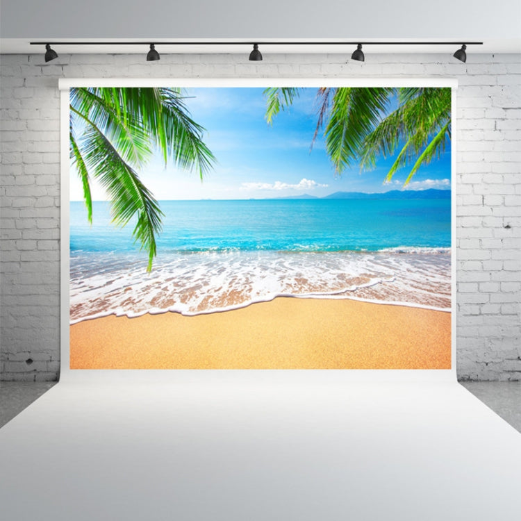 Tela para fotografía con vistas al mar y cocoteros de 2,1 m x 1,5 m