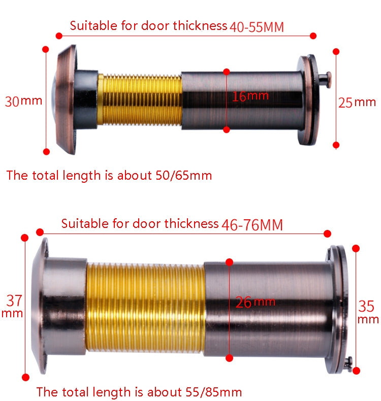2 PCS Puerta de seguridad Ojo de gato HD Lente de vidrio 200 grados Gran angular Anti-Pequeño Ojo de puerta de hotel, 16mm Black, 16mm Silver, 16mm Red Bronze, 16mm Green Bronze, 16mm Bright Gold, 26mm Silver, 26mm Gold, 26mm Red Bronze, 26mm Green Bronze