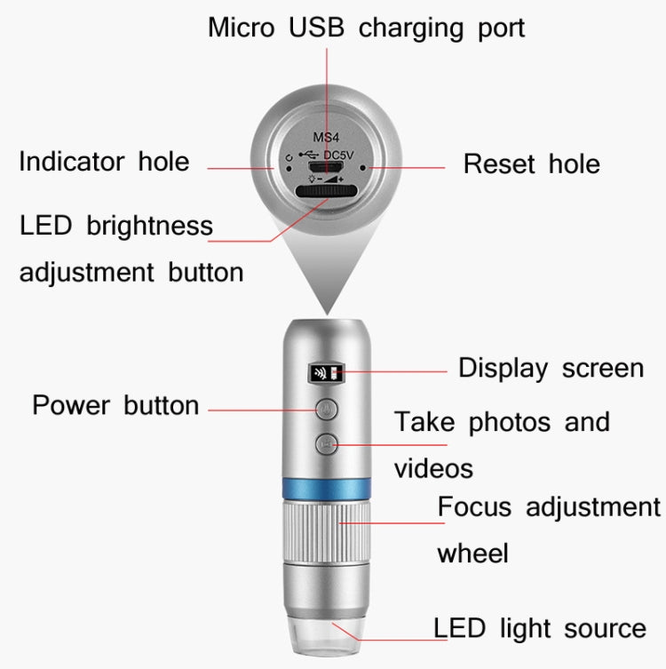 WIFI Inalámbrico Microscopio Electrónico 1080P HD Digital Mantenimiento Inspección Lupa