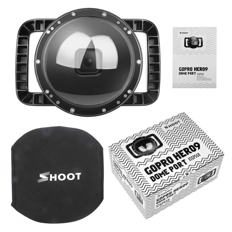 SHOOT XTGP559 Dome Port Submarino Lente de la cámara Cubierta transparente Carcasa para GoPro HERO9 Black, For GoPro HERO9 Black