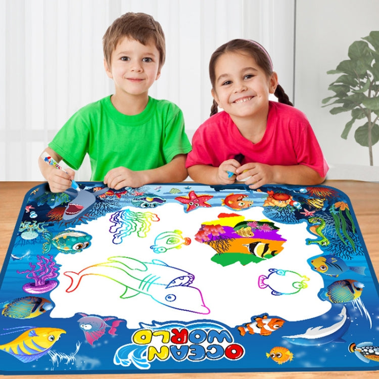 6614 Estera mágica de graffiti con lienzo con dibujo de agua para niños, tamaño: 100 x 80 cm, Blue Version, New Version