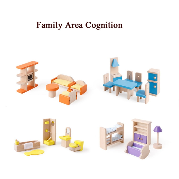 Onshine Pretend Play Scene DIY Role Playing Accesorios de muebles de madera, estilo:, Family Doll, Master Bedroom, Children Room, Bathroom, Kitchen, Living Room