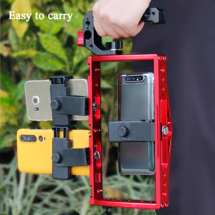 Buceo Dual Handheld Grip Bracket Estabilizador Extension Phone Clamp Camera Rig Cage Underwater Case para GoPro HERO9/8/7, Red, Black, Red Bracket + Shutter, Black Bracket + Shutter