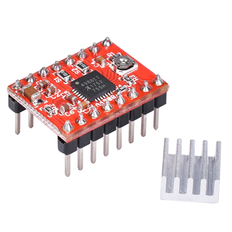 2 uds HW-134A A4988 Módulo de controlador de Motor paso a paso de tablero rojo disipador de calor para impresora 3D, A4988