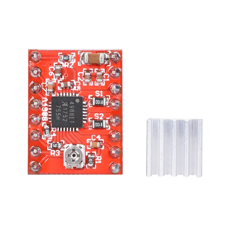 2 uds HW-134A A4988 Módulo de controlador de Motor paso a paso de tablero rojo disipador de calor para impresora 3D, A4988