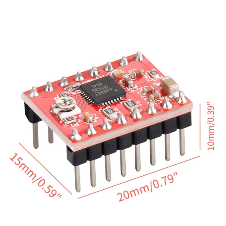 2 uds HW-134A A4988 Módulo de controlador de Motor paso a paso de tablero rojo disipador de calor para impresora 3D, A4988