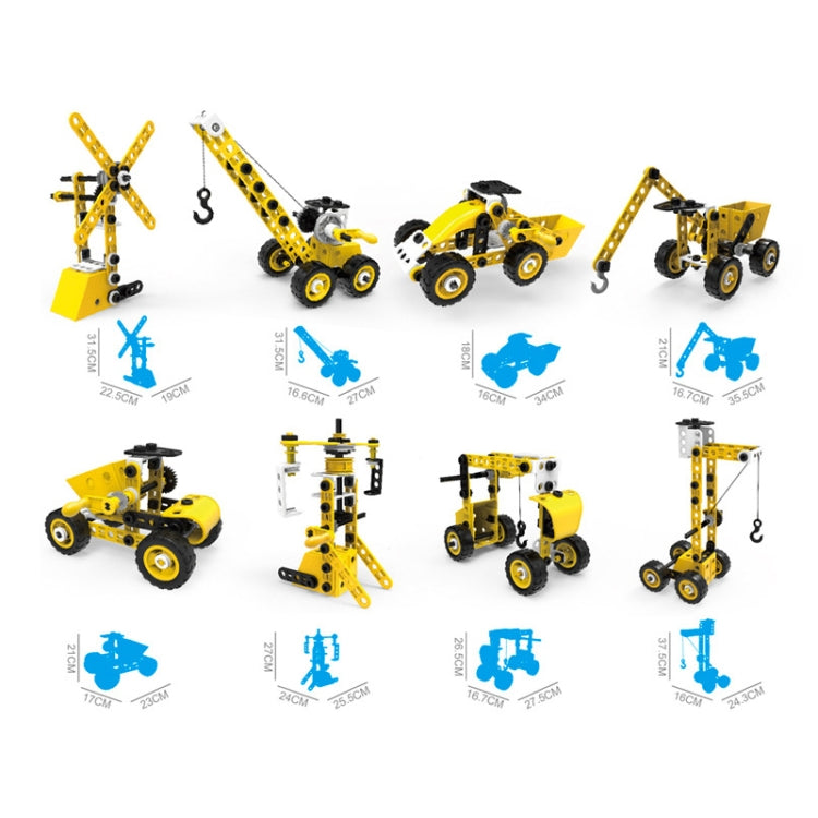 8 en 1, variedad de niños, bloques de construcción ensamblados suaves, 100 Uds., modelo de vehículo de ingeniería DIY, 8 in 1 Engineering Vehicle