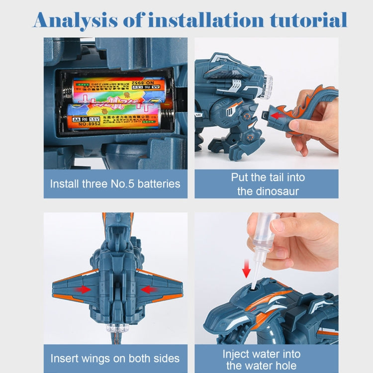 Simulación de juguete de dinosaurio mecánico eléctrico Juguete de animal Juguete multifuncional de sonido y luz, estilo:, Spray-Blue, Spray-Dark Black, No Spray-Gray, No Spray-Green