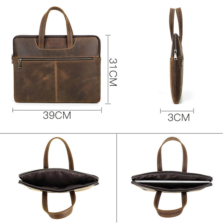 CONTACTOS FAMILY CF3010 Crazy Horse Leather Multifuncional Laptop Bolso para Macbook Pro 16 Pulgadas, For Macbook Pro 16 Inch