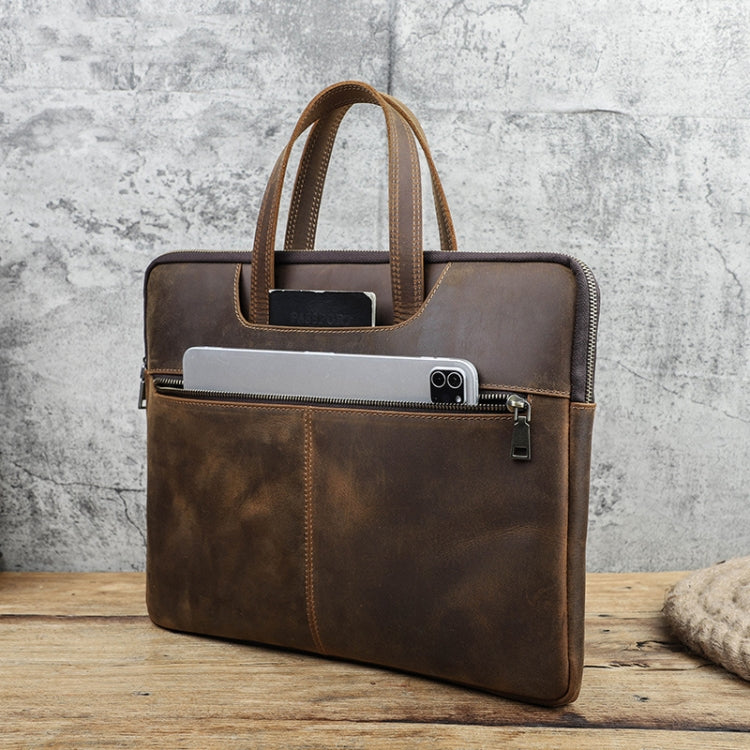 CONTACTOS FAMILY CF3010 Crazy Horse Leather Multifuncional Laptop Bolso para Macbook Pro 16 Pulgadas, For Macbook Pro 16 Inch