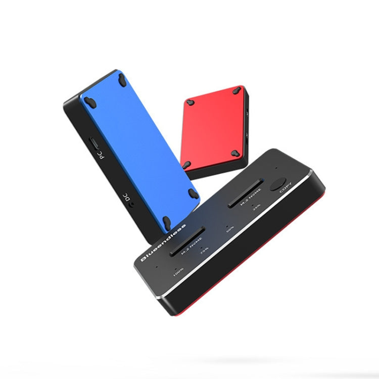 Caja de disco duro de estado sólido SATA / NVME con base de disco duro móvil de doble disco M.2, M.2 SATA (Gray + Blue), M.2 NVME (Black + Red)