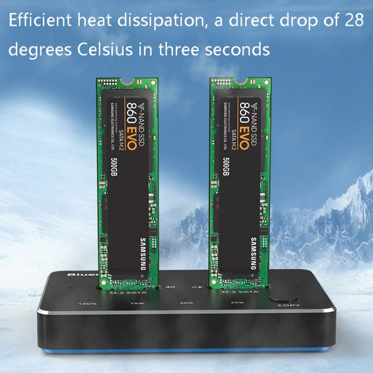 Caja de disco duro de estado sólido SATA / NVME con base de disco duro móvil de doble disco M.2, M.2 SATA (Gray + Blue), M.2 NVME (Black + Red)