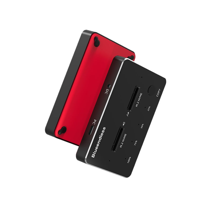 Caja de disco duro de estado sólido SATA / NVME con base de disco duro móvil de doble disco M.2, M.2 SATA (Gray + Blue), M.2 NVME (Black + Red)