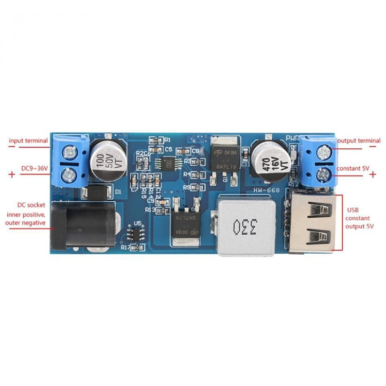 HW-688 DC 5V6A Módulo Buck 12V24V a 5V Fuente de alimentación Carga USB 5A Alta potencia 30W, 24V / 12V To 5V 6A
