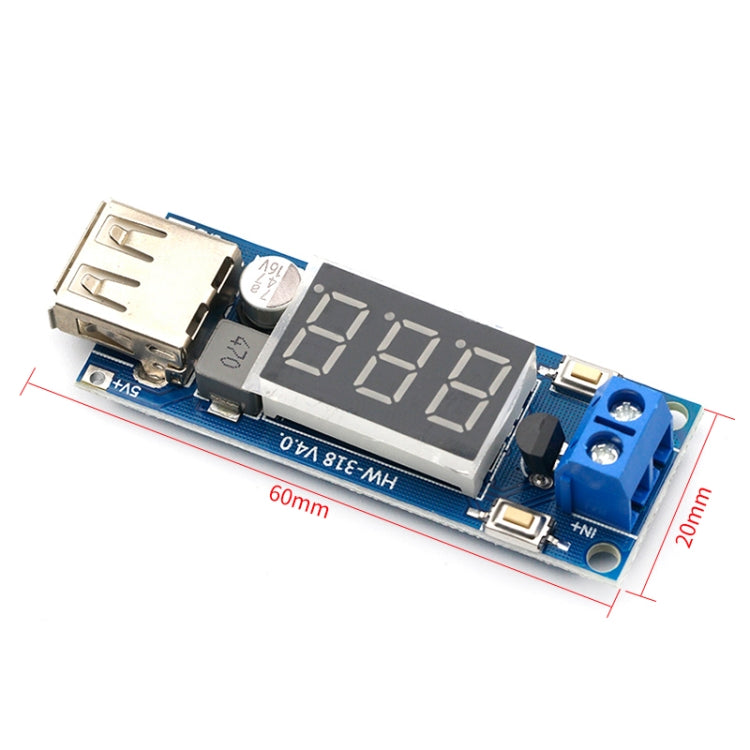 HW-318 12V a 5V Buck Module DC-DC 3A DC Módulo de alimentación LED Batería Voltímetro del coche