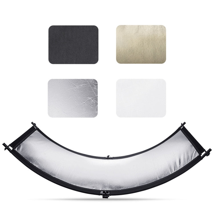 FOMITO Tablero reflector de estudio fotográfico curvo en forma de U 4 en 1 Tablero reflectante dorado, plateado, blanco y negro, U-Shaped 4 in 1
