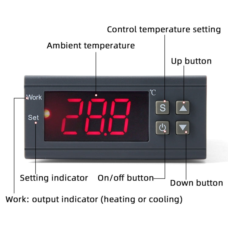 MH-1210W Controlador de temperatura LCD digital Regulador de termostato termopar con termómetro de sensor, rango de temperatura: -50 a 110 grados Celsius, MH-1210W