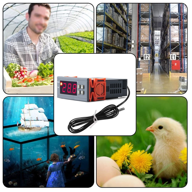 MH-1210W Controlador de temperatura LCD digital Regulador de termostato termopar con termómetro de sensor, rango de temperatura: -50 a 110 grados Celsius, MH-1210W