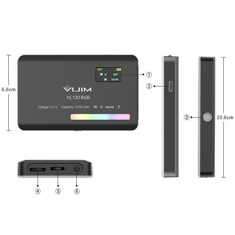 Ulanzi VL120 RGB a todo color RGB SLR cámara fotografía foto en vivo vídeo pequeña luz, VL120 RGB