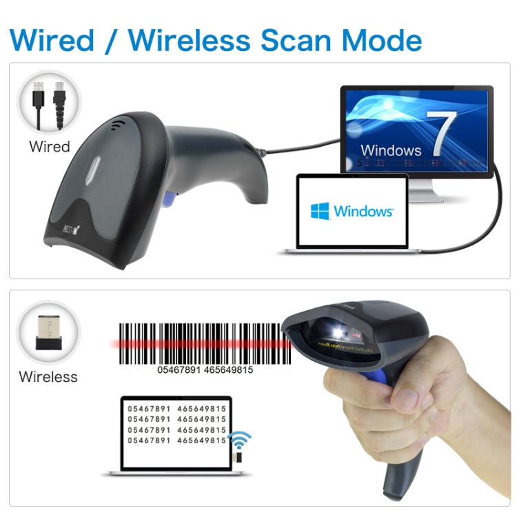 Escáner Bluetooth inalámbrico de código QR de código de barras de alta precisión NETUM, Wired, Wireless, Bluetooth + 2.4G + Wired
